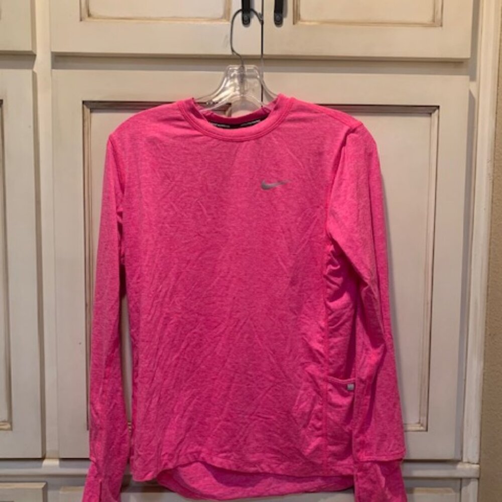 Nike Dry fit Long Sleeve  Pink Shirt, Size Medium